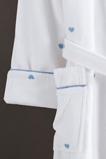 VAROL Heart Embroidered 100% Cotton Love Series Bathrobe
