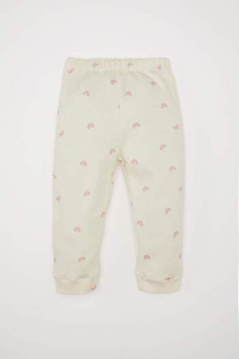 DeFacto Rainbow Printed Baby Girl Pajama Set - Long Sleeve, Elastic Waist, D8647A524Au