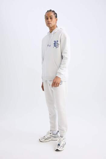 DeFacto DeFactoFit Χοντρό Jogger Sweatpants NBA Brooklyn Nets Standard Fit Μακρύ πόδι με τσέπες D3225AX24WN