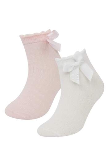 DeFacto Baby Girl Anti-Slip Sole 2-Piece Cotton Long Socks C9089A5Ns