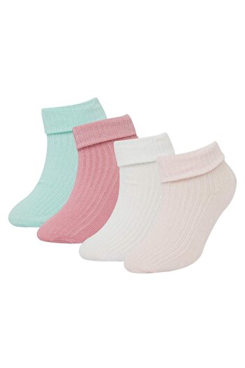 DeFacto Baby Girl Seamless 4-Piece Cotton Long Socks C9092A5Ns