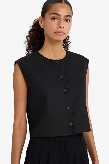 DeFacto Crew Neck Plain Button Blazer - E0571Ax24Au