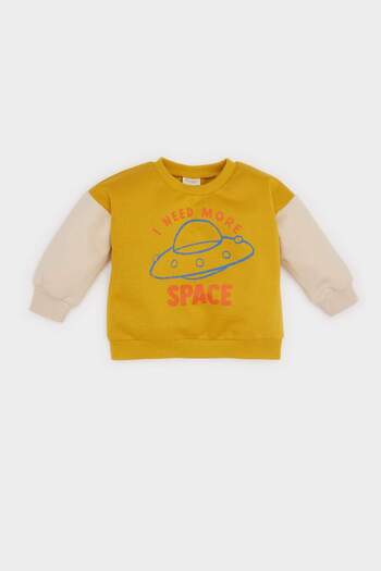DeFacto Erkek Bebek Bisiklet Yaka İçi Yumuşak Tüylü Baskılı Sweatshirt D6755A524WN