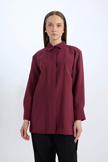 DeFacto Relax Fit Modal Basic Düz Uzun Kollu Gömlek Tunik D8523AX24WN