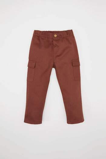 DeFacto Checkered Long Sleeve Shirt Cargo Pocket Bottom Brown Baby Boy Bottom-Top Set D5405A5/Bn250