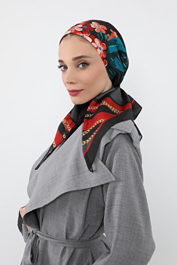 Aisha's Design Patterned Satin Bonnet Turban That Can Be Tied from the Back, Db-116
