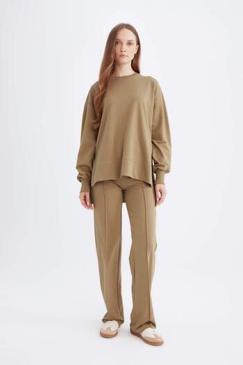 DeFacto Regular Fit Crew Neck Basic Plain Sweatshirt Tunic D4800Ax24Au