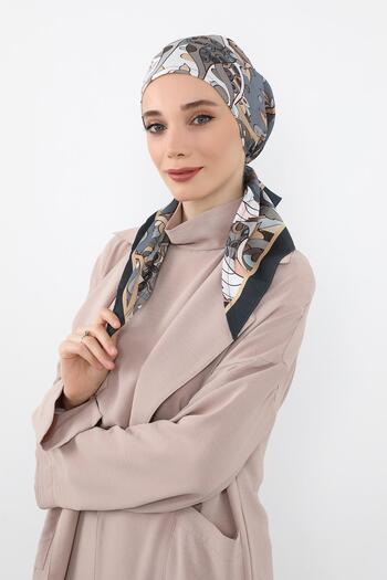 Aisha's Design Patterned Satin Bonnet Turban That Can Be Tied from the Back, Db-110