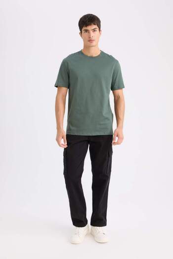 DeFacto Μπλουζάκι από 100% βαμβάκι New Regular Fit με λαιμόκοψη με κοντό μανίκι E1091AXNS