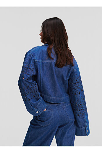 Karl Lagerfeld Koyu Mavi Kadın Denim Ceket 241W1422