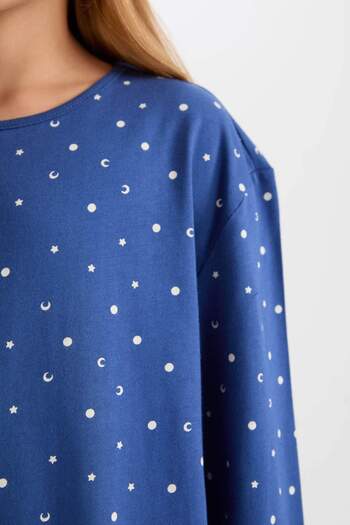 DeFacto Kız Çocuk Pijama Takım Desenli Uzun Kollu Üst Beli Lastikli Uzun Alt D7746A824WN