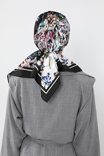 Aisha's Design Patterned Satin Bonnet Turban That Can Be Tied from the Back, Db-109