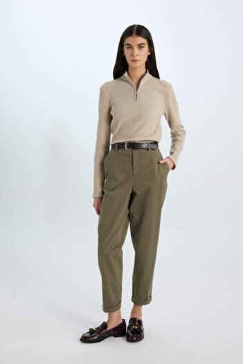 DeFacto Slim Fit Tight Half Zip Tweed Long Sleeve T-Shirt D5538Ax24Au