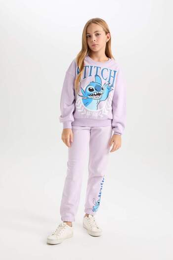 DeFacto Kız Çocuk Disney Lilo & Stitch Beli Lastikli Standart Fit Jogger Eşofman Altı D3224A824WN