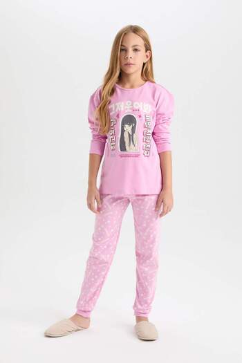 DeFacto Printed Long Sleeve Pajamas Set for Girl - D8191A8Ns