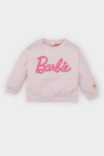 DeFacto Baby Girl Barbie Crew Neck Soft Furry Sweatshirt D4967A524Wn
