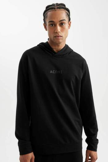 DeFacto DeFactoFit Standard Fit Kapuzen-Sport-Sweatshirt mit Aufdruck D6826AX24AU