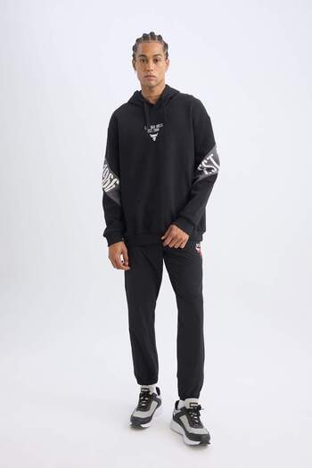 DeFacto DeFactoFit Jogger Sweatpants NBA Chicago Bulls Slim Fit Λεπτή εφαρμογή με τσέπη ελαστικό πόδι D5631AX24AU