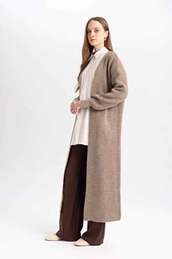 DeFacto Regular Fit Basic Plain Long Knitwear Cardigan D4367Ax24Wn