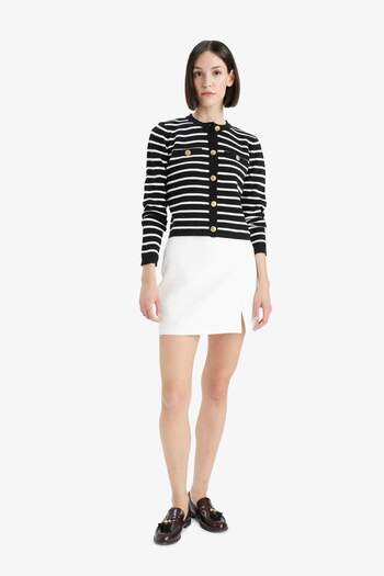 DeFacto Regular Fit Crew Neck Striped Buttoned Knitwear Cardigan D3307Ax24Wn