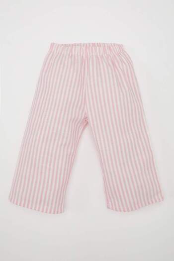 DeFacto Baby Girl Striped Twill Pajama Set - Crew Neck, Long Sleeve D5382A524Wn