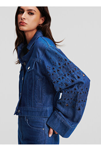 Karl Lagerfeld Koyu Mavi Kadın Denim Ceket 241W1422