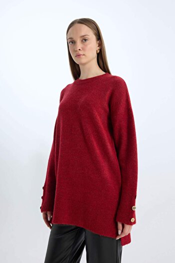 DeFacto Regular Fit Bisiklet Yaka Basic Düz Kazak Tunik D2444AX24WN