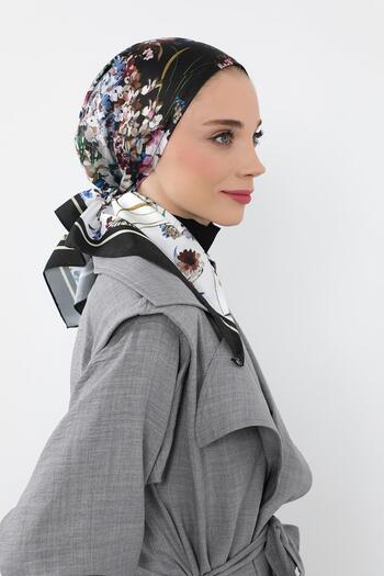 Aisha's Design Patterned Satin Bonnet Turban That Can Be Tied from the Back, Db-109