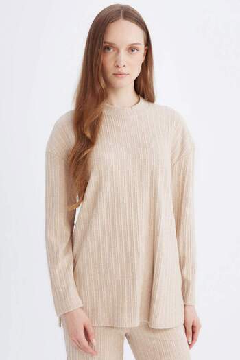 DeFacto Relax Fit Crew Neck Μαλακό Φτερωτό Καμιζόλα Μακρυμάνικο Μανίκι D7436AX24WN