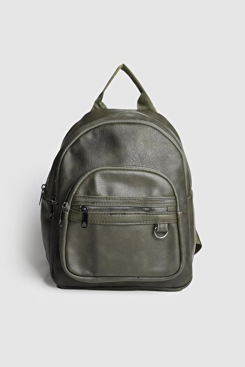 La La'Graccio Paris La'Graccio Paris Women's Nales Freeze Faux Leather Backpack Khaki Green
