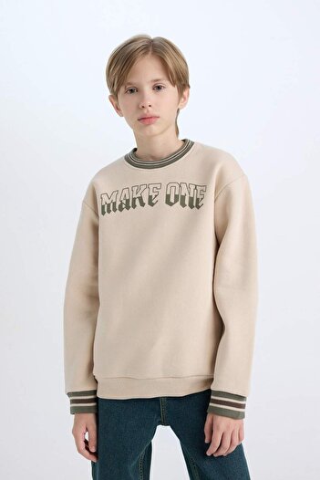 DeFacto Boy's Crew Neck Printed Sweatshirt D3054A824Wn