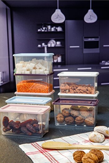 ray plastik 8 Pieces Mini Storage Container Colorful Lid 600 ml