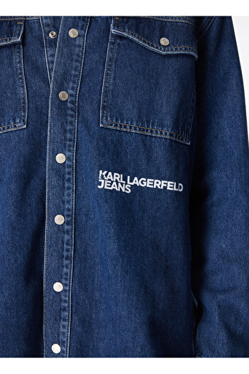 Karl Lagerfeld Mavi Erkek Normal Kalıp Denim Gömlek 240D1603_KLJ REGULAR UTLTY SHIRT JA