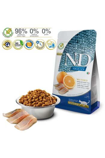 N&D Ocean Grain-Free Herring & Orange Neutered Adult Cat Food 1.5 kg