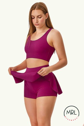 missmaral Women's Skirted Shorts Swimsuit Top and Bottom Set – High Waist Recovery with Chest Pad for Pool Sea Sports