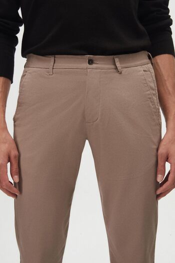 D'S Damat Ds Damat Slim Fit Beige Dobby πλαϊνή ελαστική μέση ελαστική λύκρα παντελόνι Chino με πλαϊνές τσέπες