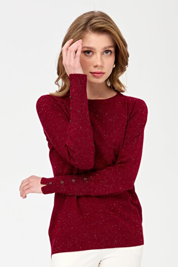 Desen Triko Women's Crew Neck Seamless Short Front Long Back Blouse V.Çürüğü