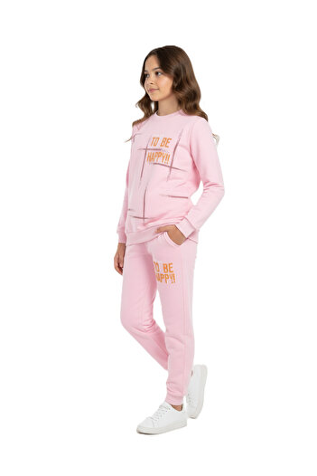 Mnk Baby&Kids ΡΟΖ Φούτερ για κορίτσια - To Be Happy Motif MNK0624