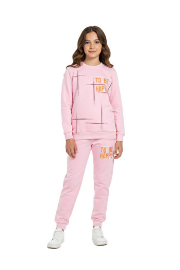 Mnk Baby&Kids ΡΟΖ Φούτερ για κορίτσια - To Be Happy Motif MNK0624