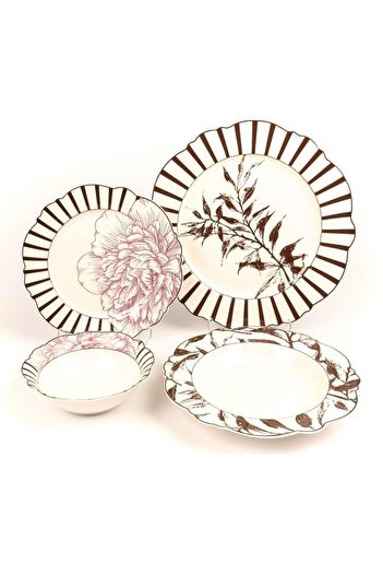 Mikasa Moor Bella 24 Piece Porcelain Dinnerware Set for 6 People