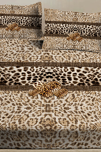 MonoHome 100% Cotton Fitted Sheet Special Design 5D Digital 60 Thread Leopard Fabric