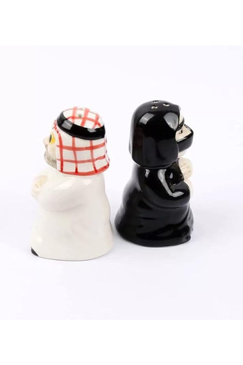 genernic Arab Man And Lady Figurine Salt And Pepper Shaker Black/White