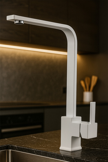 KUSTAR White Heavy Akre Luxury Open Close Kitchen Sink Faucet