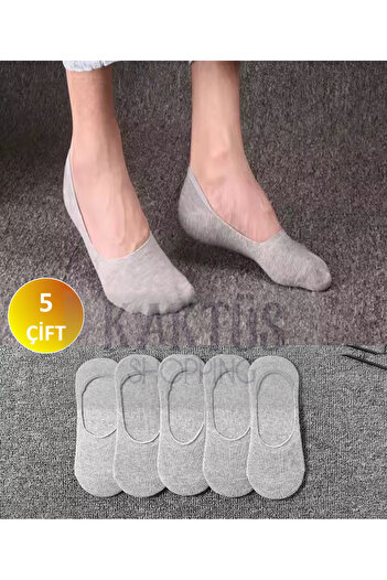 YASYAS Unisex 5 Çift Gri Pamuklu Babet Çorap