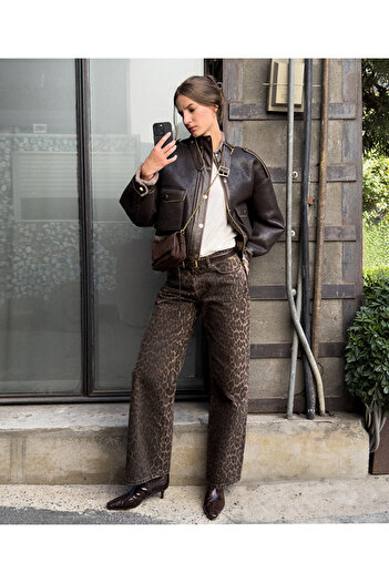 İpekyol Leopard Print Palazzo Jeans