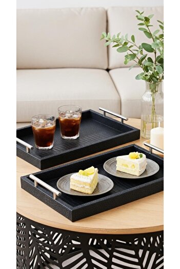 Generic Luxury wooden serving trays: large 47 x 35 cm, small 42 x 30 cm