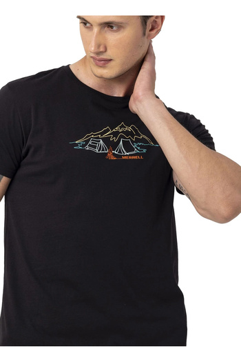 Merrell Black Men's O-Neck Regular Fit Printed T-Shirt M4Tampm_Tamp m