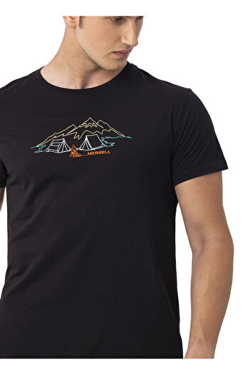 Merrell Black Men's O-Neck Regular Fit Printed T-Shirt M4Tampm_Tamp m