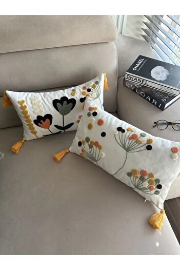 e-Bizz Store 2 Pcs Throw Pillow Cover with Punch Embroidery.