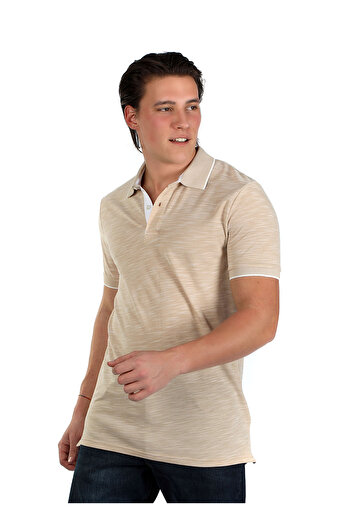 Lee Cooper Μπεζ ανδρικό μπλουζάκι πόλο 242 LCM 242027 NEW JAKE BEIGE